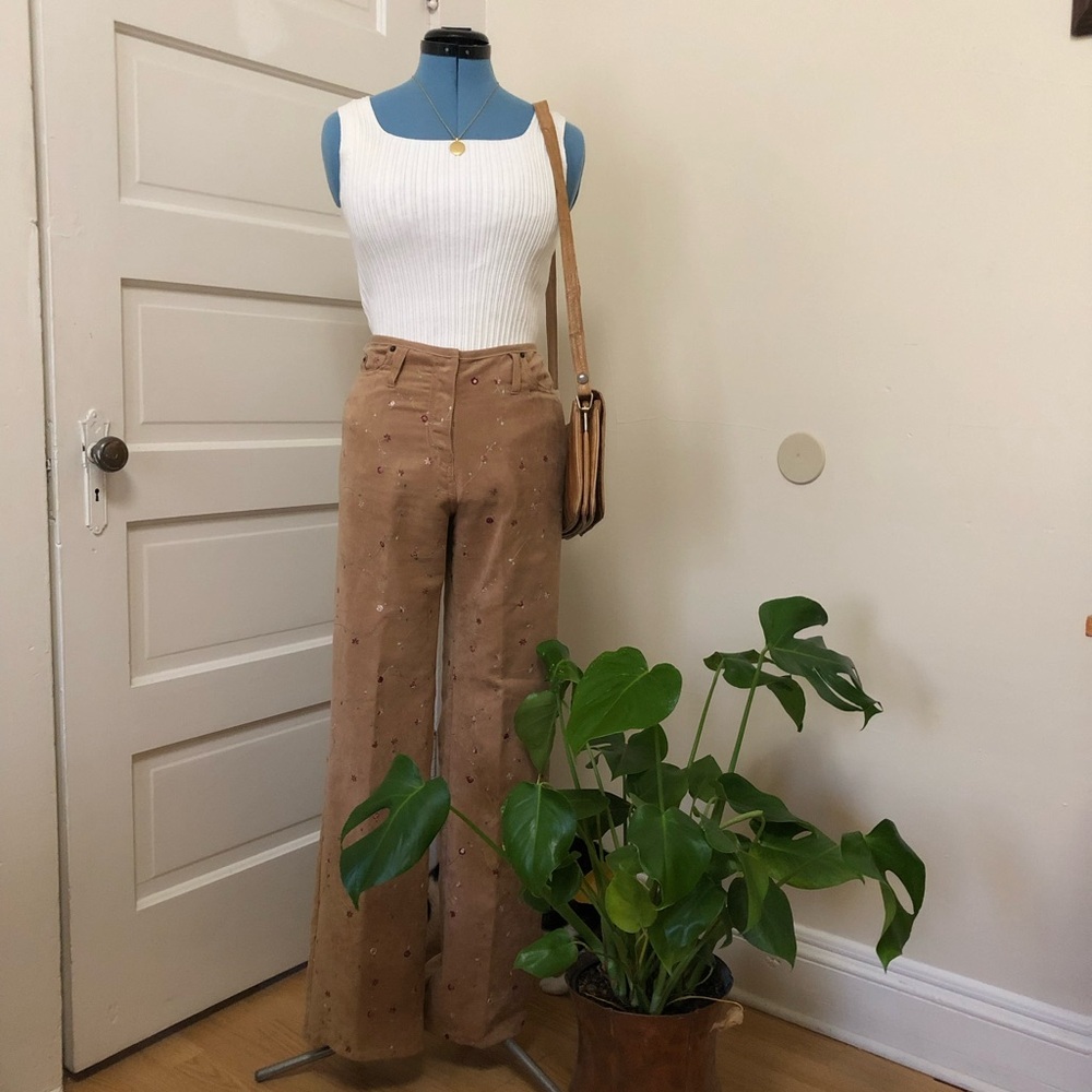 Size 6 Embroidered Tan Pants
